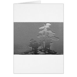 Grupp av Bonsaiträd i metalliska grått Hälsningskort