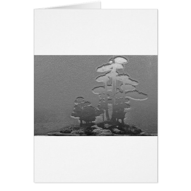 Grupp av Bonsaiträd i metalliska grått Hälsningskort (Framsidan)