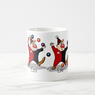Grupp av clownkaffemuggen kaffemugg
