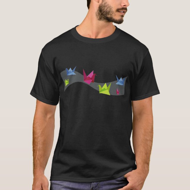 Grupp av den olika Origami svanen Tee Shirt (Framsida)