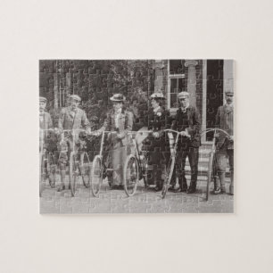 Grupp av Edwardian cyklister, tidiga 1900s (b/w ph Pussel