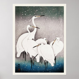 Grupp av Egrets Ohara Koson japansk fågelutskrift Poster