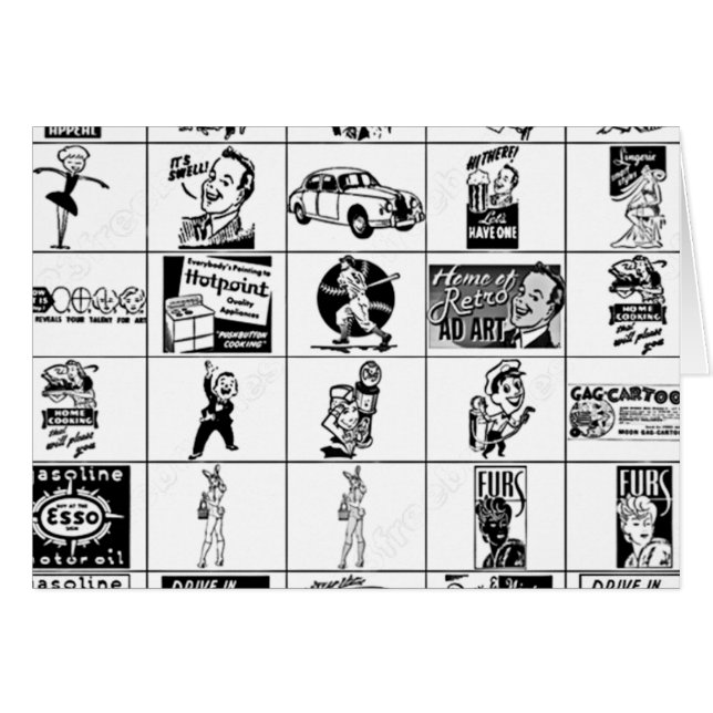 Grupp av femtiotalkortet hälsningskort (Framsidan Horizontal)