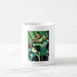 Grupp av gröna lyktor kaffemugg