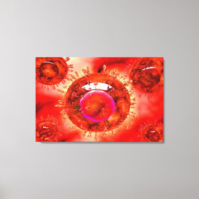 Grupp av H5N1-virus med glasvy 1 Canvastryck (Framsida)