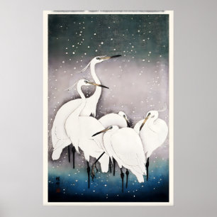 Grupp av hägrar Japansk finkonsttryck Hem Poster