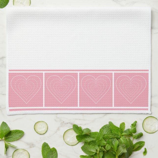 Grupp av hjärtan kökshandduk (Vikta)