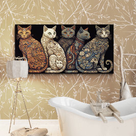 Grupp av katter i Victorian Tapet Stil Poster