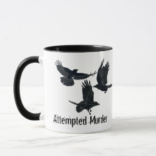 Grupp av Kråkor Murder Birds Black Silhouette Mugg
