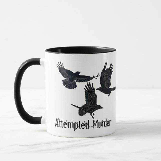 Grupp av Kråkor Murder Birds Black Silhouette Mugg (Vänster)