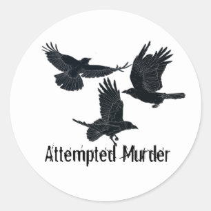 Grupp av Kråkor Murder Birds Black Silhouette Runt Klistermärke