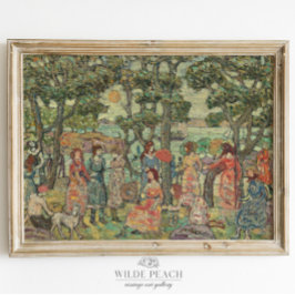 Grupp av kvinnor vid målning av parkens Vintage Poster