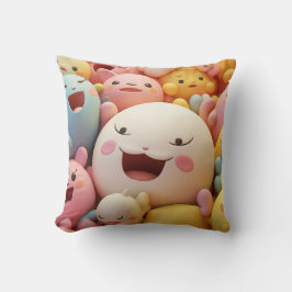 Grupp av mjuka, lycklig-varelser i pasteller kudde