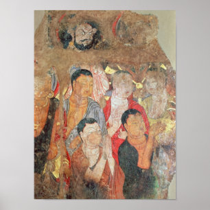 Grupp av munkar och Buddha Poster