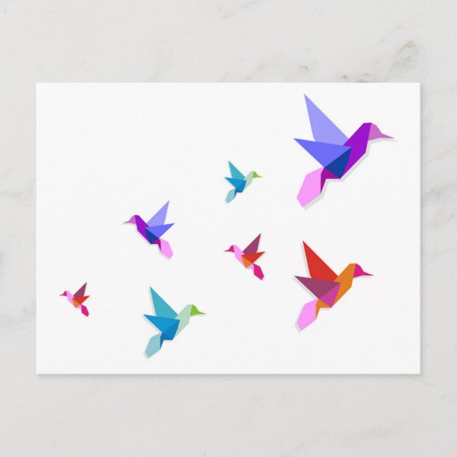 Grupp av olika Origami hummingbird Vykort (Framsida)