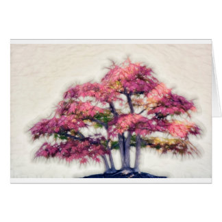 Grupp av Painterly Bonsailönnträd Hälsningskort