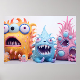 Grupp av pastellmonster poster