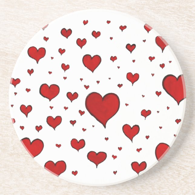 Grupp av Red Hearts Sandstone Underlägg (Framsidan)