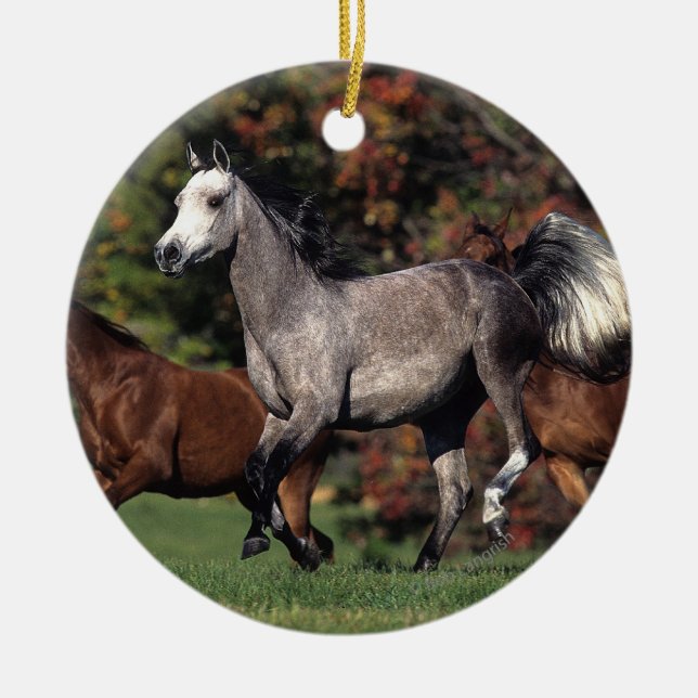 Grupp av rinnande arabiska hästar julgransprydnad keramik (Framsidan)