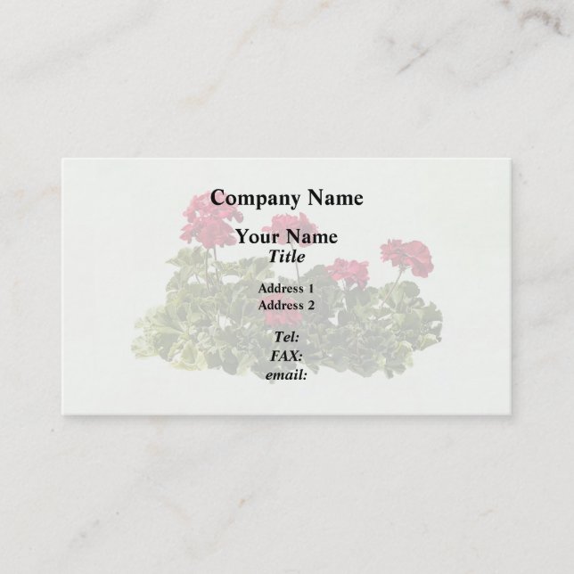 Grupp av röda geranier visitkort (Framsida)