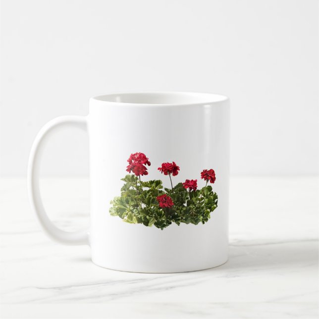 Grupp av röda pelargoner kaffemugg (Vänster)