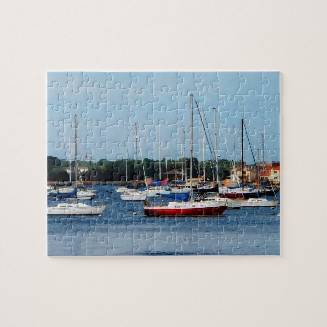 Grupp av Sailboat Newport RI Pussel (Horisontell)