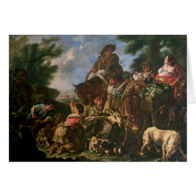 Grupp av shepherds med en häst hälsningskort (Framsidan Horizontal)