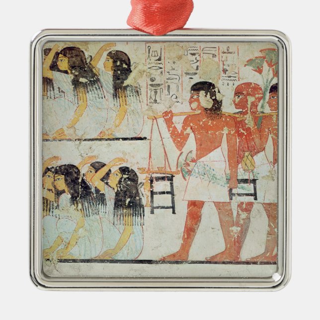 Grupp av sörjanden i den begravnings- processionen julgransprydnad metall (Framsidan)