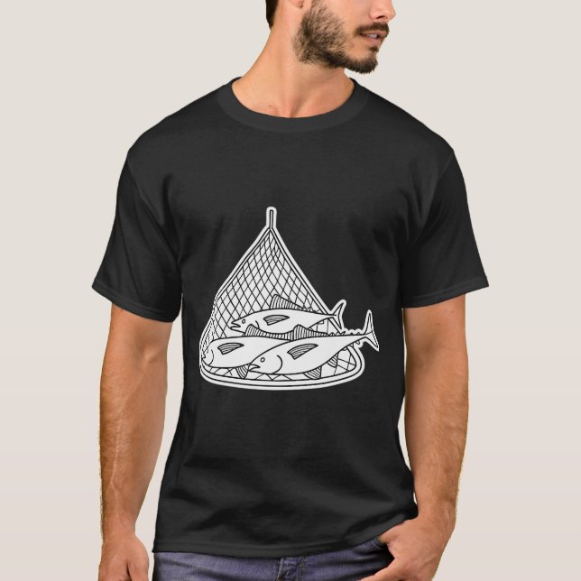 Grupp av tonfisk på fiskenät t shirt (Framsida)