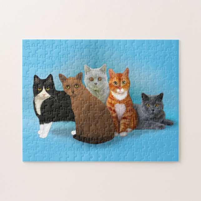 Grupp av vackra katter för Cat Lovers Puzzle Pussel (Horisontell)