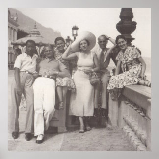 Grupp av vänner i Cannes, 1930-talet Poster
