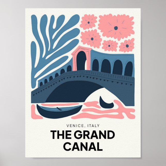 Grupp Canal Venedigs Italien abstrakt blommigt Poster (Framsidan)