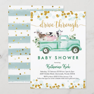 Grupp Drive through Baby Shower Inbjudningar