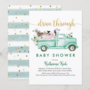 Grupp Drive through Baby Shower Inbjudningar