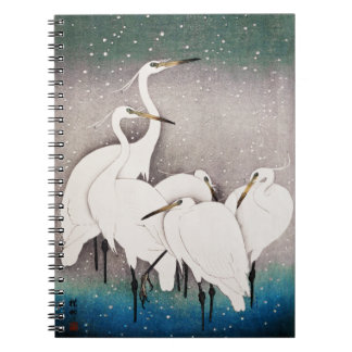 Grupp Egrets, Ohara Koson, Vintage Japansk konst Anteckningsbok