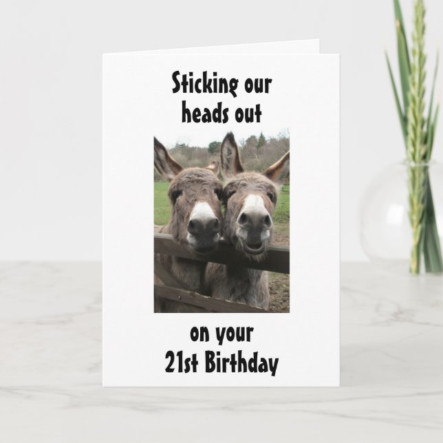GRUPP ELLER COUPLE DONKEY LYCKLIG *21:a* födelseda Kort (Framsida)