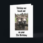 GRUPP ELLER COUPLE DONKEY LYCKLIG *21:a* födelseda Kort<br><div class="desc">ROLIGT att både sända och,  för att ta emot och underbart som grupp,  par eller två vänner eller familjemedlemmar som samlas för att säga LYCKLIG ***21:a födelsedag** till vem som helst på deras mycket speciella dag. Tack för att du stannade av en av mina åtta butiker!!!!!!!!</div>