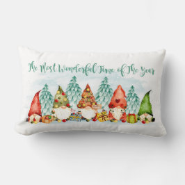 Grupp för Gnomes-julets vattenfärg Lumbarkudde