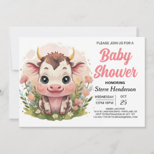 Grupp Girly Online Cow Baby Shower Inbjudningar
