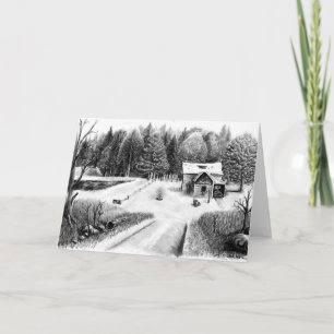 Grupp House Pencil Teckning Greeting Card tom Kort