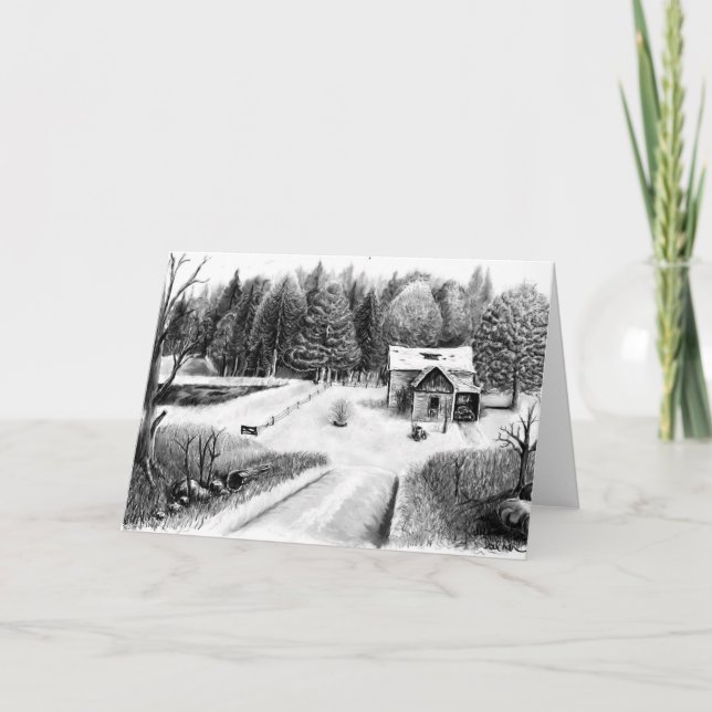 Grupp House Pencil Teckning Greeting Card tom Kort (Framsida)