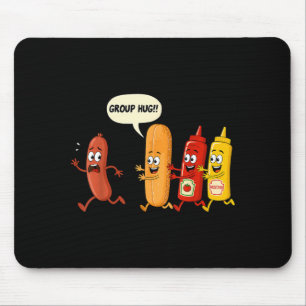Grupp Hug Korv Bröd Chup Senap Rolig Hotdog Musmatta