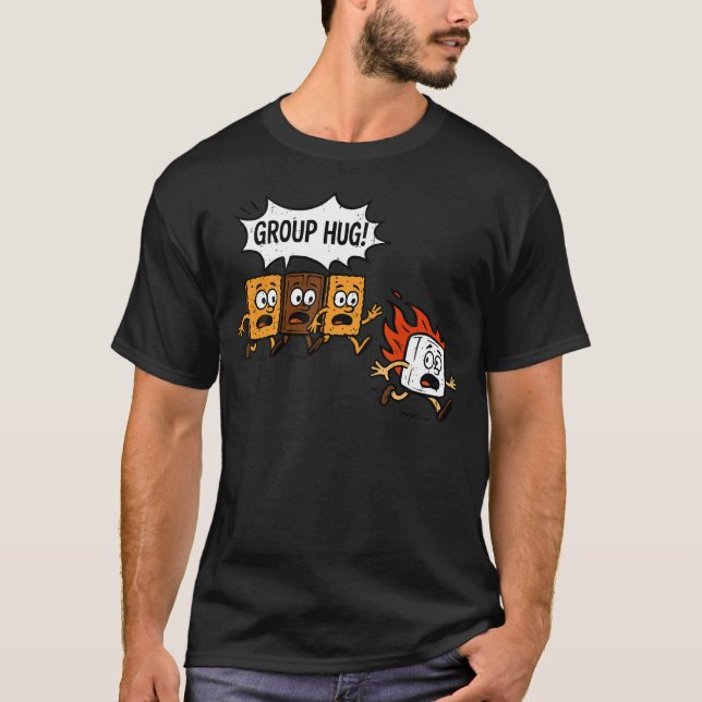 Grupp Hug Marshmallow Rolig Campfire Smores Campin T Shirt (Framsida)