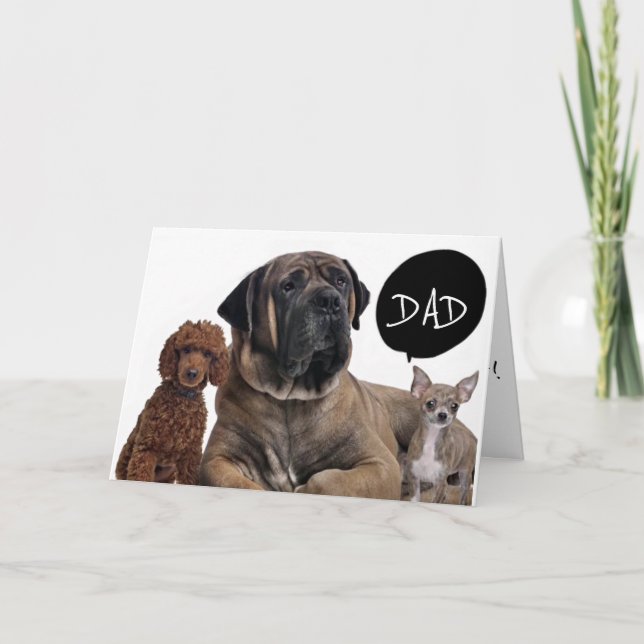 GRUPP HUNDAR *BÄSTA BIRTHDAG ÖVER PAPPA* ÖNSKEMÅL KORT (Framsida)
