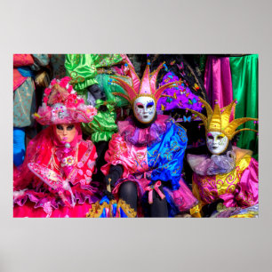 Grupp i karnival Costume, Venedig Poster