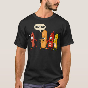 Grupp Kram Korv Bröd Ketchup Mustard Rolig T Shirt
