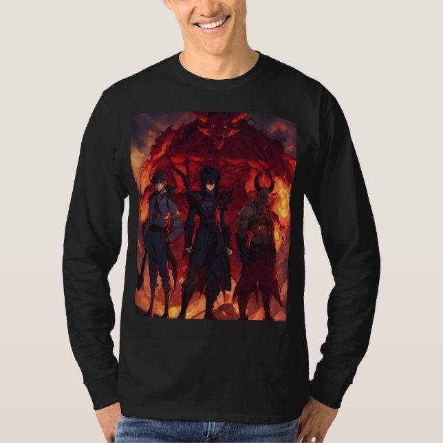 Grupp med 5 demonpikutskrift t shirt (Framsida)