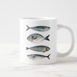 Grupp med fyra fiskar jumbo mugg
