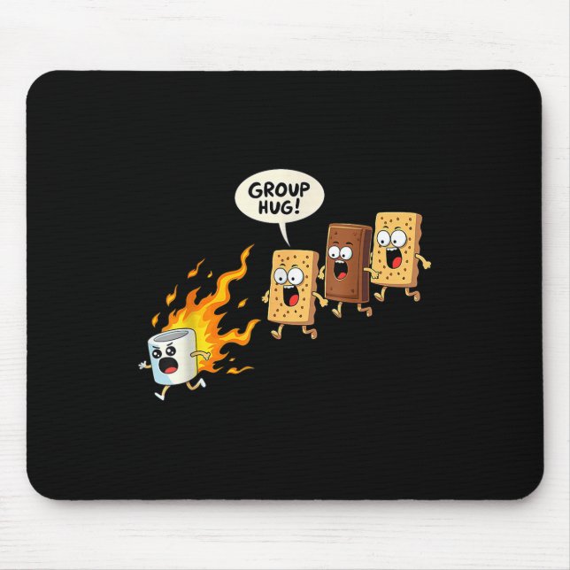 Grupp omfamning Marshmallow Campfire Smores Rolig  Musmatta (Framsidan)