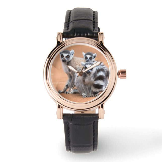 Grupp Ring-Tail Lemurs Armbandsur (Framsida)